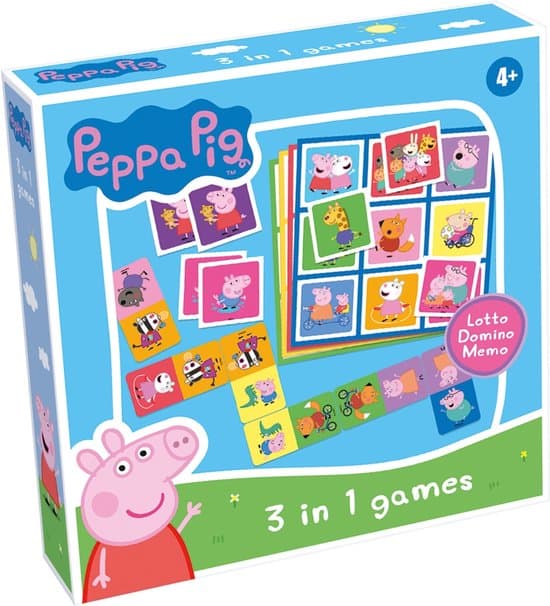 Doos van Peppa Pig 3-in-1 (memo, lotto, domino)